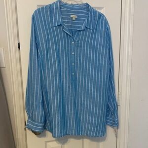 Talbots Blue and White Striped Button Down Shirt